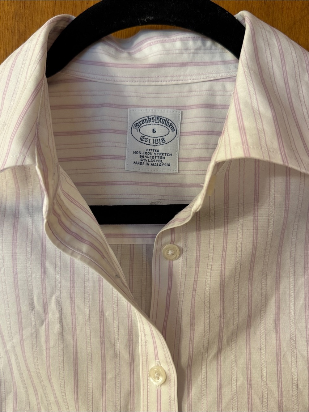 Brooks Brothers White Shirt with Pink Stripes